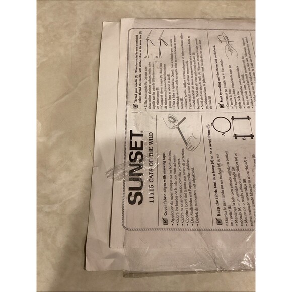 Vtg Sunset Gallery Crewel Kit Cats of the Wild 16x12 NOS 1999 Complete USA - Picture 4 of 4